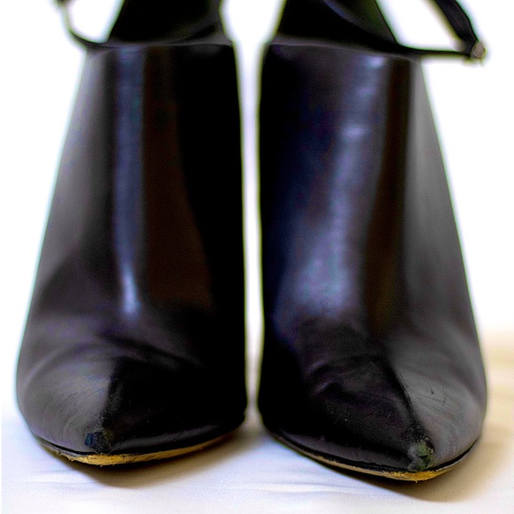 Alexander Wang Black Leather Pointy Toe Caged Ankle Stilettos Size 39.5 - Picture 4 of 7